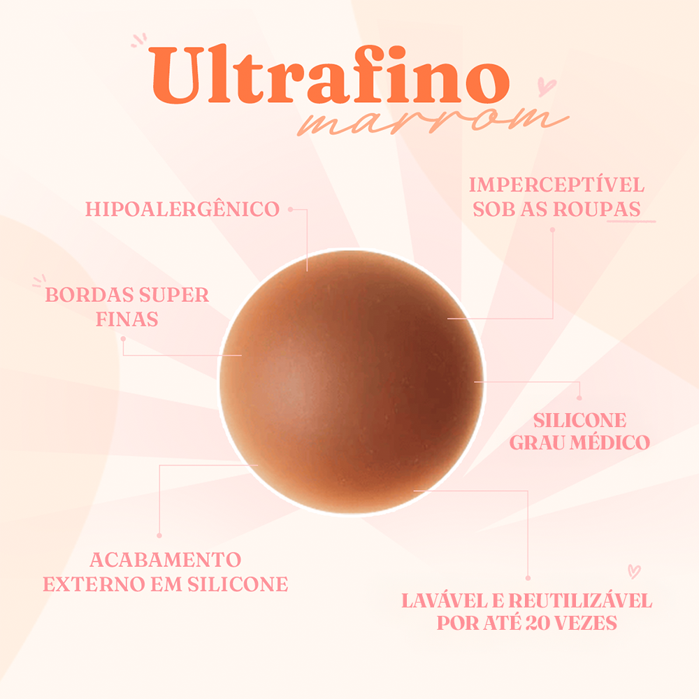 Protetor de Mamilo Ultrafino Marrom Reutilizável Mini Sutiã Silicone